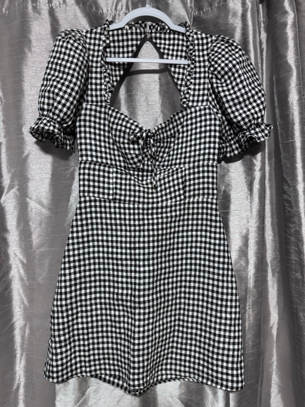 Reformation Black and White Gingham Mini Dress - Picture 3 of 4